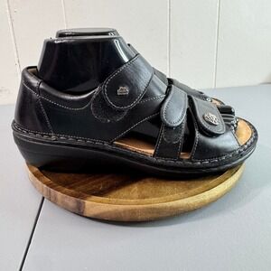 Finn Comfort Germany Black Leather Adjustable Strap Sandals Womens 37 (6-6.5)